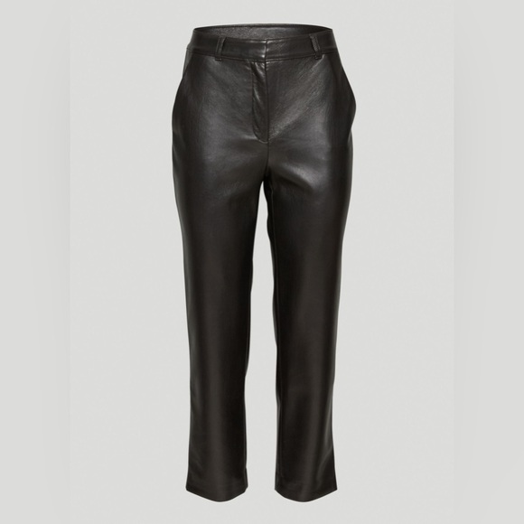 Aritzia Babaton Command Cropped Black Leather Pant Size 2 - Picture 4 of 12